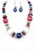 Americana Mix Beads Disks Necklace Set