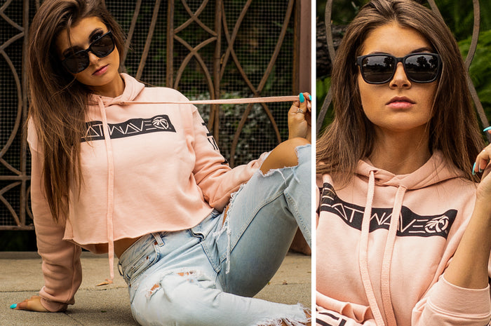 Your women wearing Heat Wave Visual Apollo Sunglasses with black frame and black lenses.