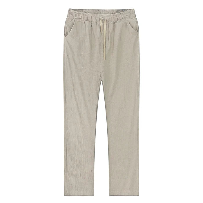 AURELLE Men's Cotton Linen Pants – Breathable Straight-Leg Casual Trousers