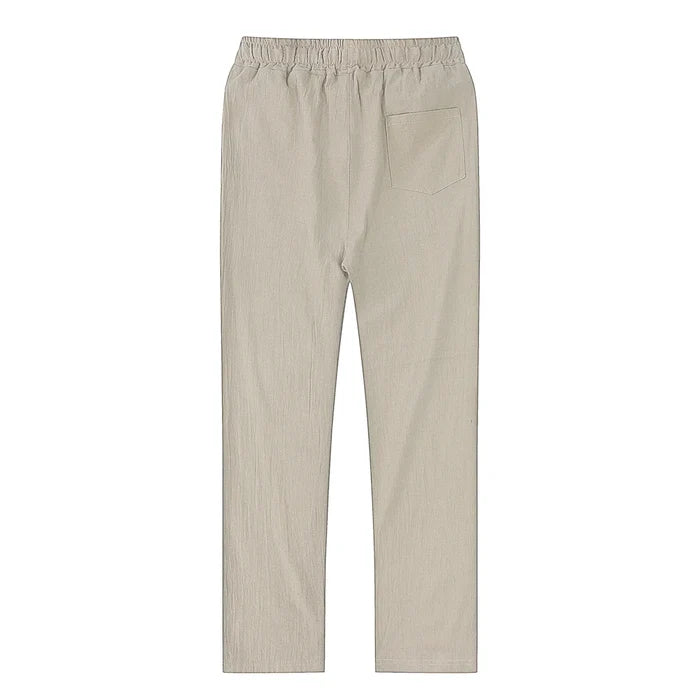 AURELLE Men's Cotton Linen Pants – Breathable Straight-Leg Casual Trousers