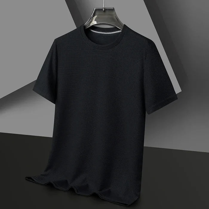AURELLE Men's Summer Waffle Knit T-Shirt – Breathable Crew Neck Tee