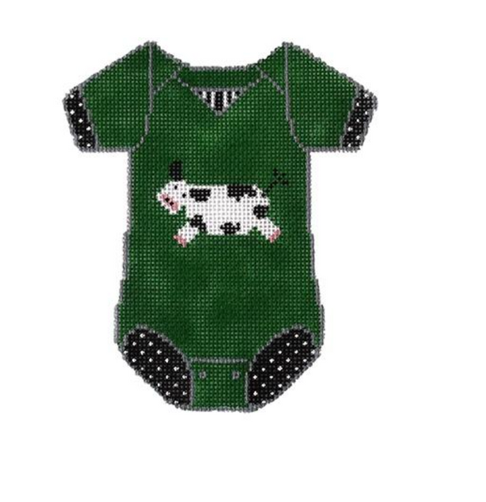 Baby Onesie Green with Cow