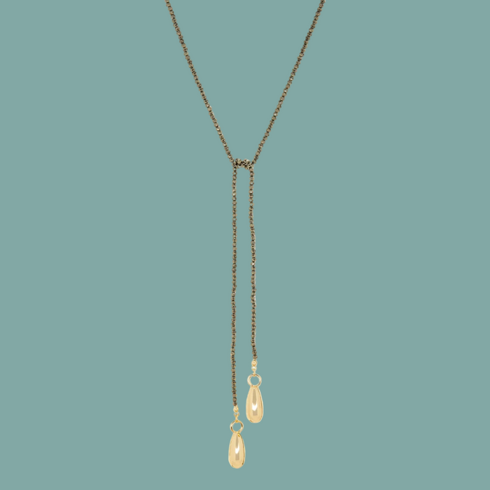 Beaded Lariat with Bean Charms