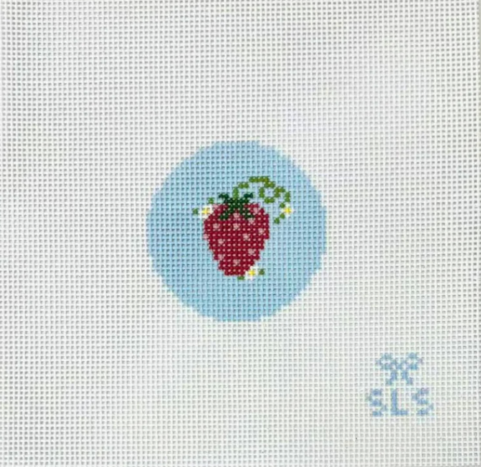Beginner Strawberry Needlepoint Canvas - Blue