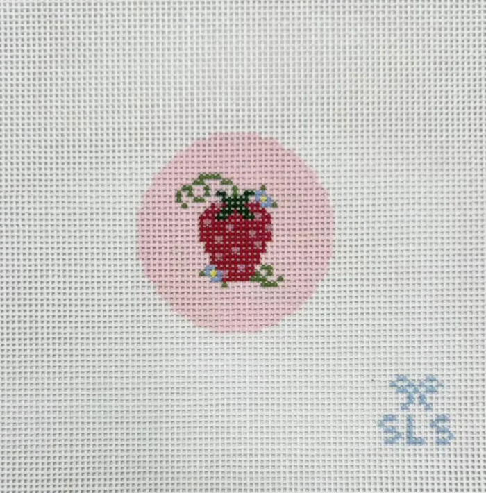 Beginner Strawberry Needlepoint Canvas - Pink