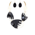Black Glitter Resin Statement Necklace Set