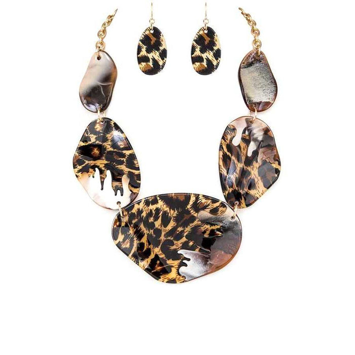 Black Glitter Resin Statement Necklace Set