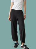 Black Ponte Knit Barrel Pant