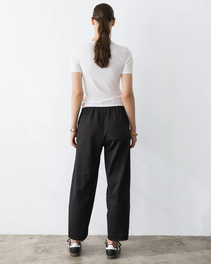 Black Ponte Knit Barrel Pant