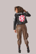 Black Studded Leather Jacket -81852