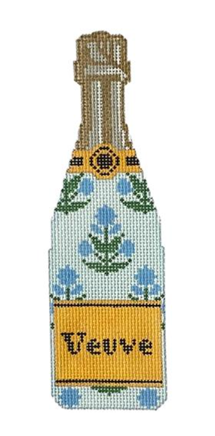 Blue Block Print Veuve Bottle