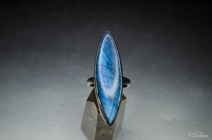 Blue labradorite Sterling silver statement ring (Adjustable)