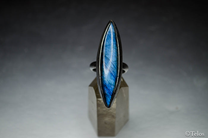 Blue labradorite Sterling silver statement ring (Adjustable)