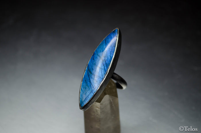Blue labradorite Sterling silver statement ring (Adjustable)