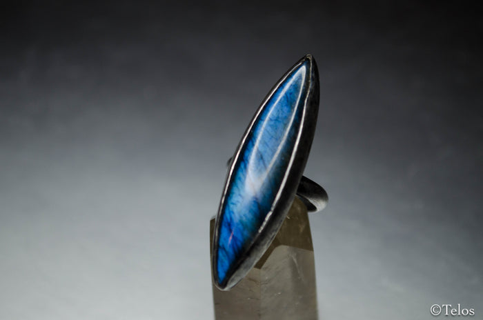 Blue labradorite Sterling silver statement ring (Adjustable)