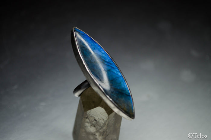 Blue labradorite Sterling silver statement ring (Adjustable)