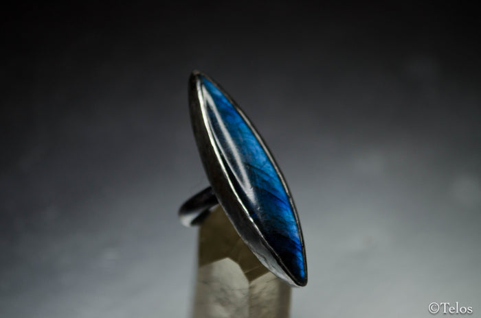Blue labradorite Sterling silver statement ring (Adjustable)