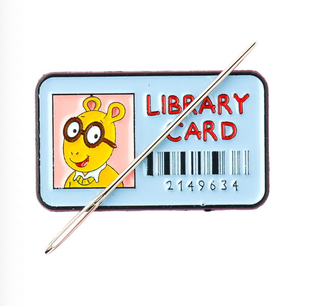 Blue Library Card Needle Minder