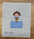 Blue Plaid with Flower Pot Angel