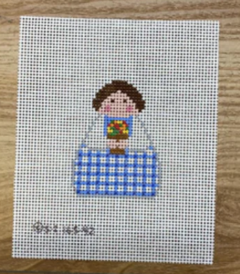 Blue Plaid with Flower Pot Angel
