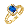 10K/14K Solid Gold Blue Topaz Halo Ring