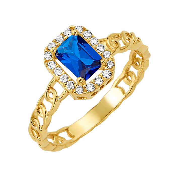 10K/14K Solid Gold Blue Topaz Halo Ring