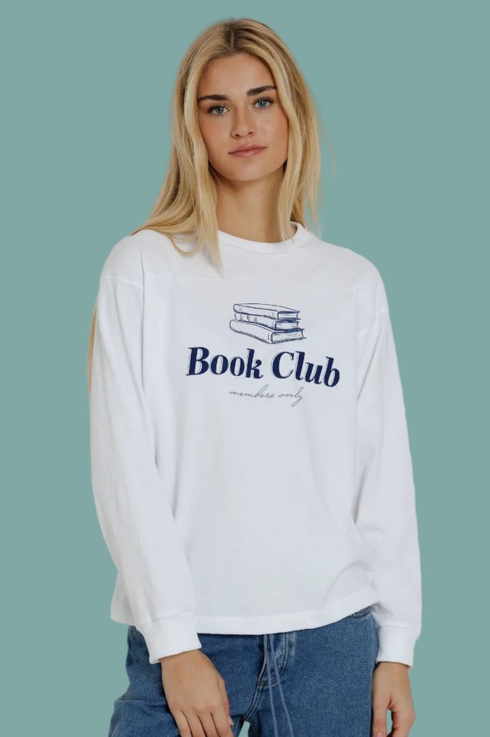 Book Club Members Only Long Sleeve - White