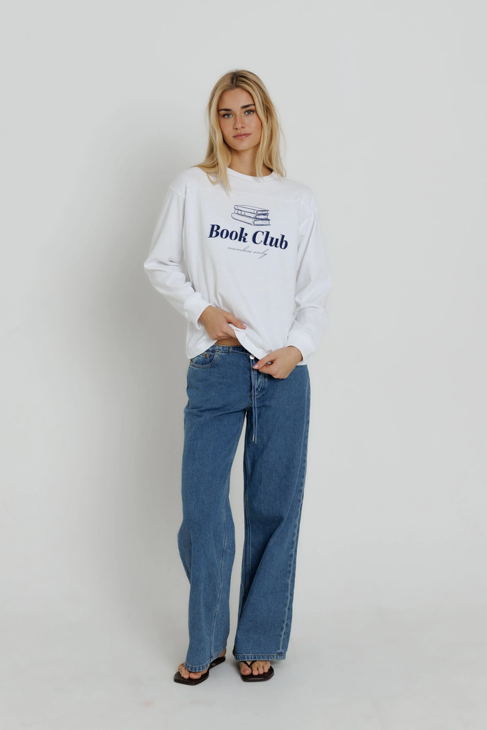 Book Club Members Only Long Sleeve - White