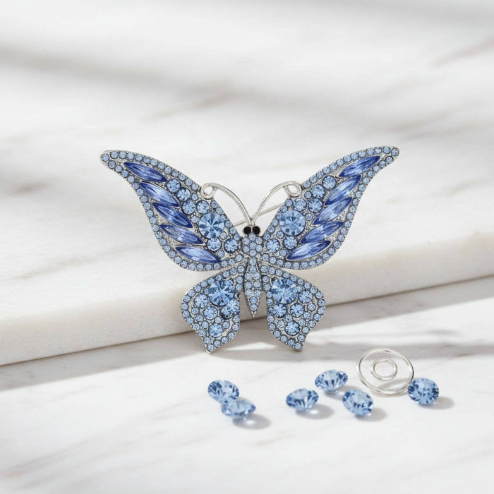 Brooch Light Blue Stone Butterfly Silver Brooch