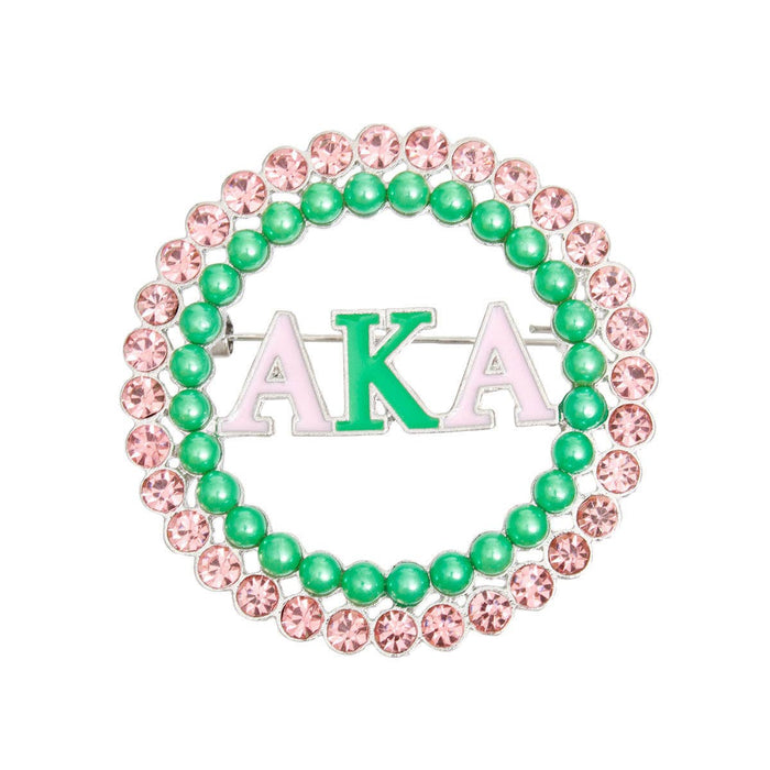 Brooch Pink Green AKA Round Pin for Women