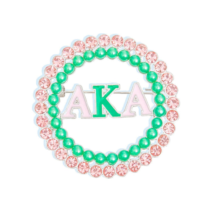 Brooch Pink Green AKA Round Pin for Women