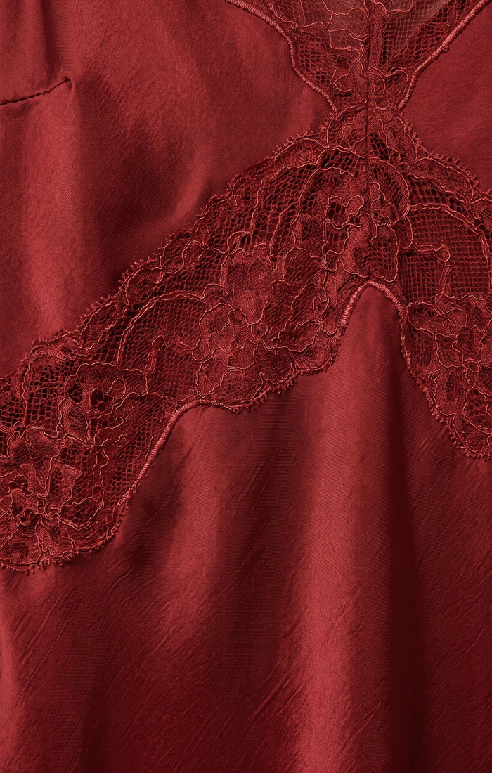 Bruna Lace Inset Midi Dress - Velvet Rouge
