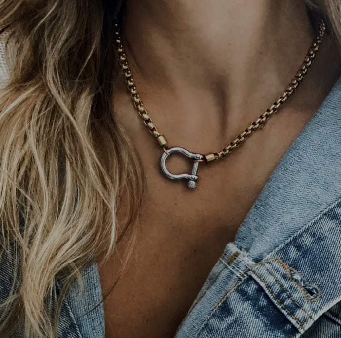 Buckle Necklace - Gold & Steel