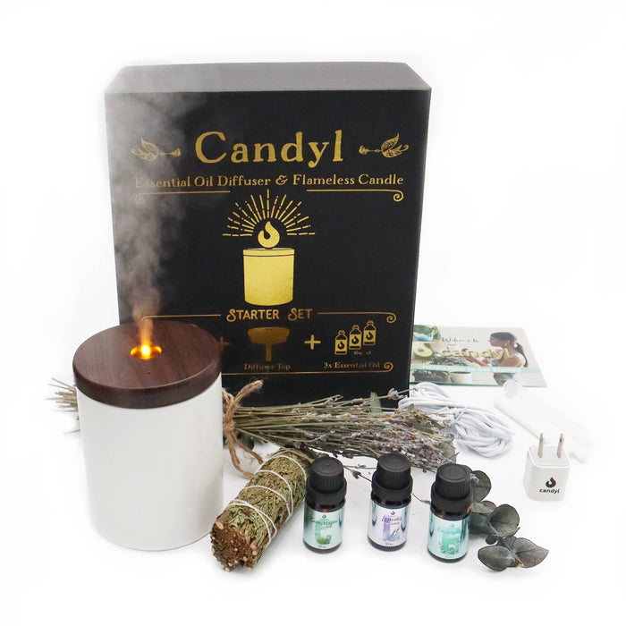 Candyl Candle Diffuser Starter Set with 3 Essential Oils