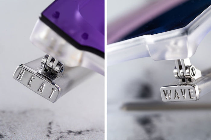 Close up of Heat Wave Carat with Vapor Frost Frame and Purple Lenses
