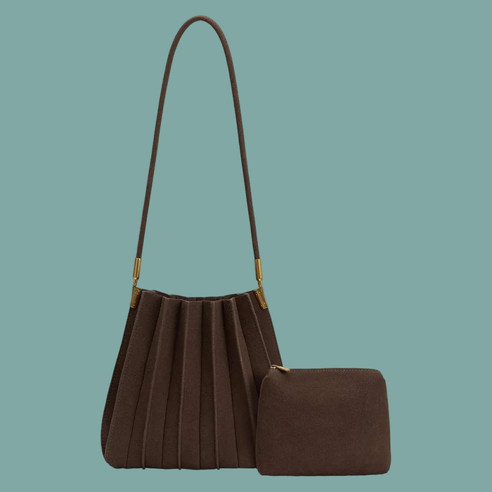 Carrie Suede Shoulder Bag - Chocolate