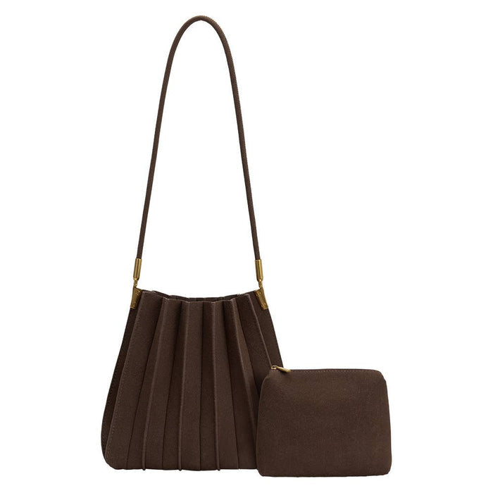 Carrie Suede Shoulder Bag - Chocolate