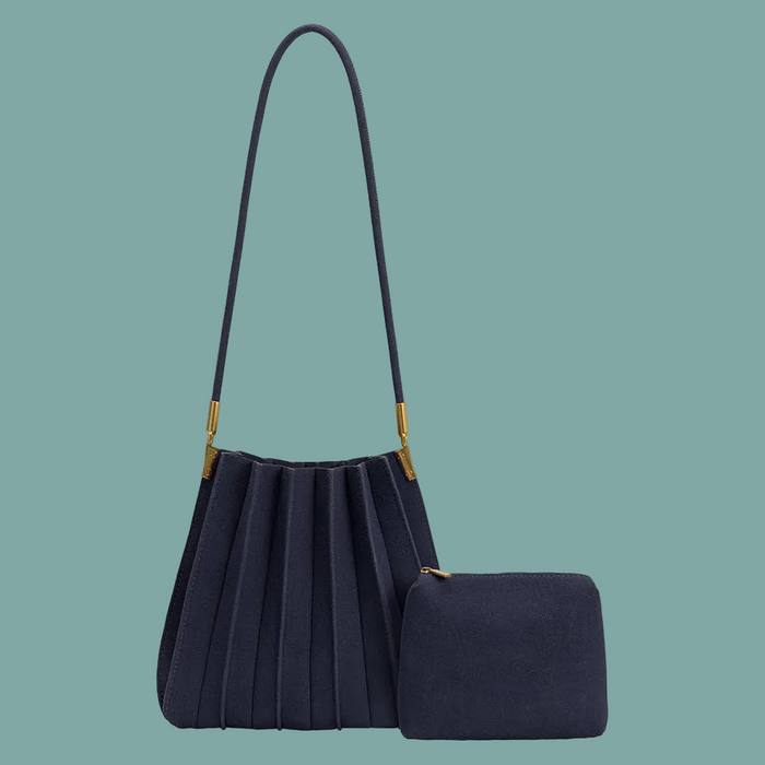 Carrie Suede Shoulder Bag - Navy