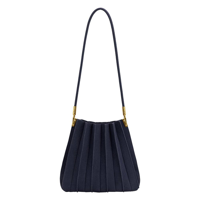Carrie Suede Shoulder Bag - Navy