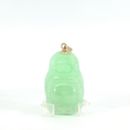 Carved Green Jade Buddha Pendant with 14k Yellow Gold bail