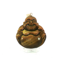 Carved Quartz Laughing Buddha Pendant with 14k Yellow Gold bail