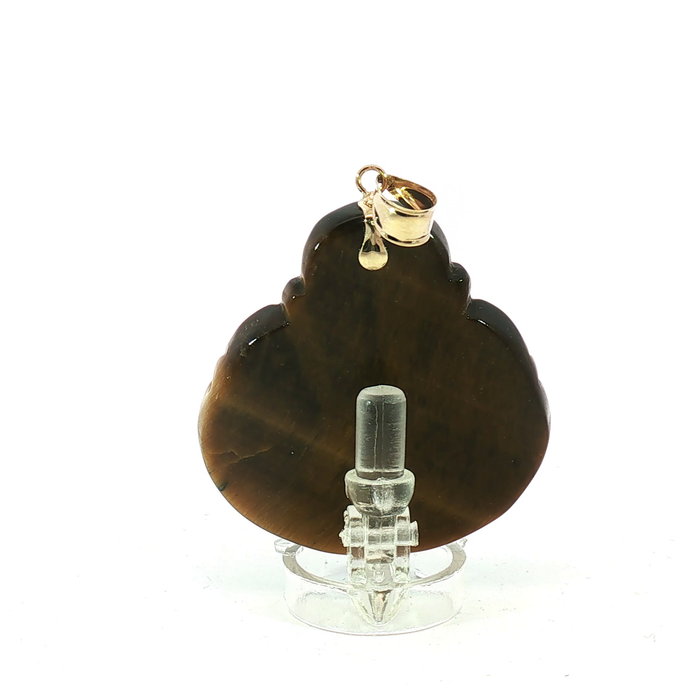 Carved Quartz Laughing Buddha Pendant with 14k Yellow Gold bail