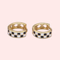 Checkered Enamel Huggie Earrings