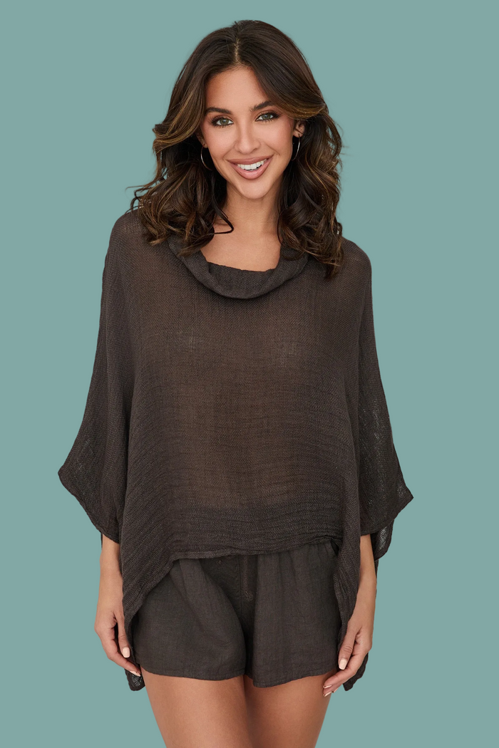 Chocolate Knit Poncho Top