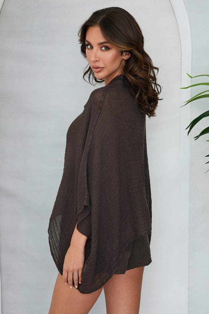 Chocolate Knit Poncho Top