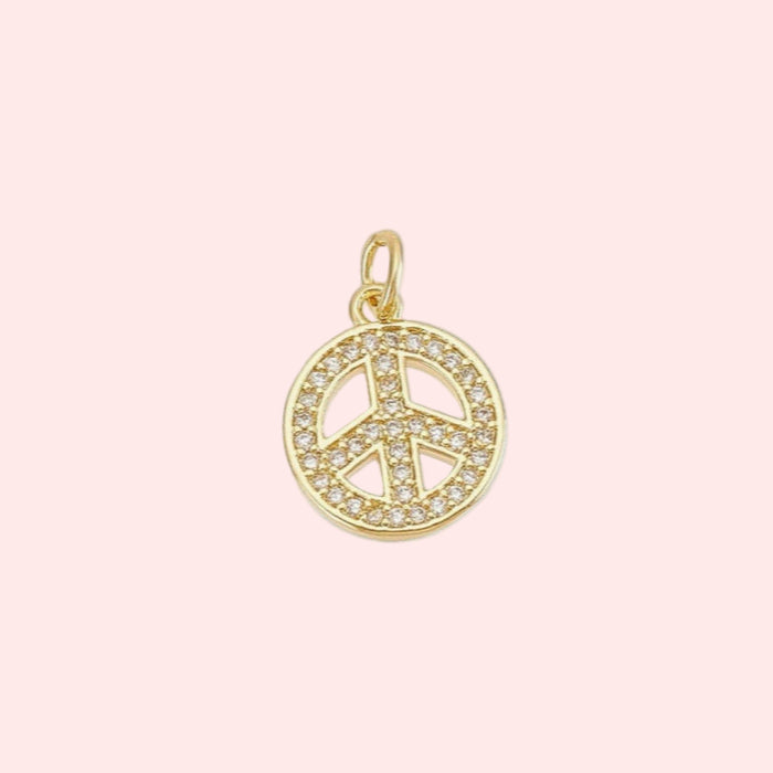 Cubic Zirconia Peace Sign Charm