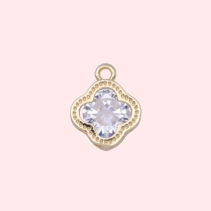 Cubic Zirconia Quatrefoil Clover Charm