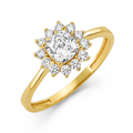 10K/14K Solid Gold Cushion White Halo Ring