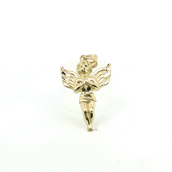 Diamond-Cut 10k Yellow Gold Praying Angel Cherub Pendant
