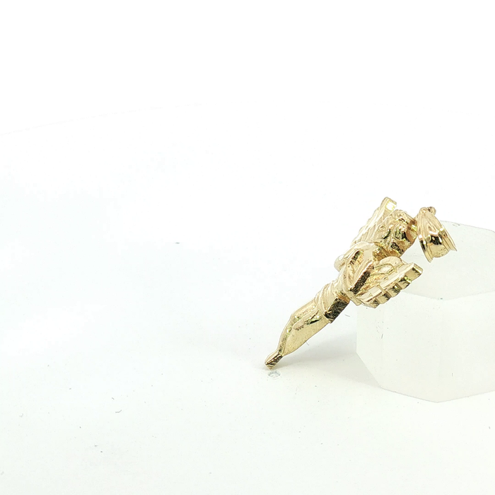 Diamond-Cut 10k Yellow Gold Praying Angel Cherub Pendant